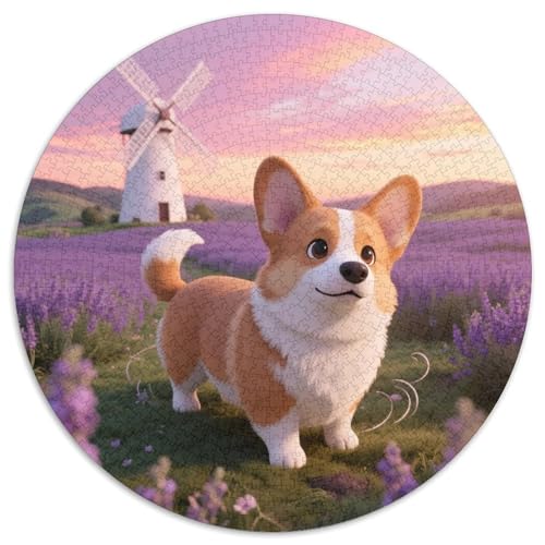 Corgi Hund Mit 1000 Teilen Puzzle Tiere Rundes Puzzle Für Erwachsene Und Kinder Pädagogisches Für Erwachsene Kinder Buntes Tier Stressabbau-Spielzeug 1000pcs (67.5x67.5cm) von OJASDBDJE