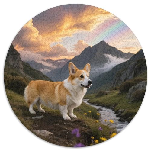 Corgi Mit 1000 Teilen Puzzle Haustier Hund Circular Puzzle Für Erwachsene Und Kinder Pädagogisches Für Erwachsene Kinder Buntes Tier Geschenke 1000pcs (67.5x67.5cm) von OJASDBDJE