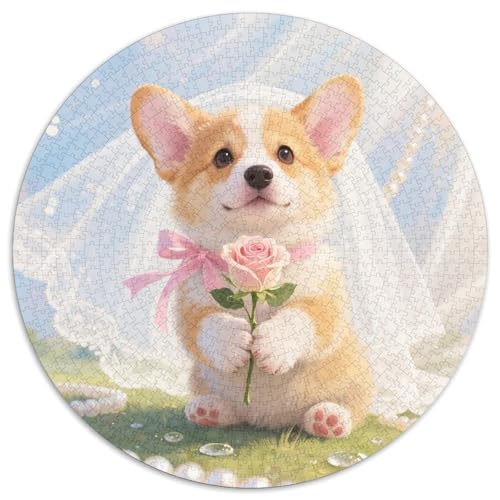 Corgi Mit 1000 Teilen Puzzle Haustier Hund Circular Puzzle Für Erwachsene Und Kinder Pädagogisches Für Erwachsene Kinder Buntes Tier Stressabbau-Spielzeug 1000pcs (67.5x67.5cm) von OJASDBDJE