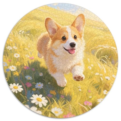 Corgi Mit 1000 Teilen Puzzles Haustier Hund Rundes Puzzle Geeignet Ab 12 Jahren Pädagogisches Für Erwachsene Kinder Buntes Tier Geschenke 1000pcs (67.5x67.5cm) von OJASDBDJE