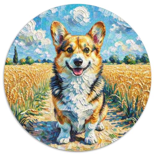 Corgi Mit 1000 Teilen Puzzles Tierhund Runde Kreispuzzles Geeignet Ab 12 Jahren Pädagogisches Für Erwachsene Kinder Buntes Tier Geschenke 1000pcs (67.5x67.5cm) von OJASDBDJE
