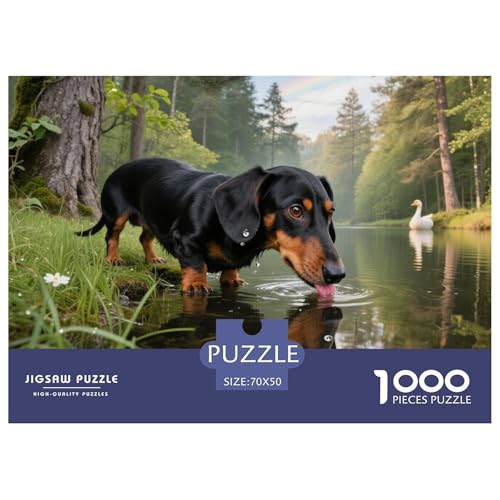 Dachshund 1000 Teile Puzzle Haustier Hund Für Die Ganze Familie Entspannend Premium-Qualität Spaß Pädagogisches Spiel 70x50cm/1000pcs von OJASDBDJE