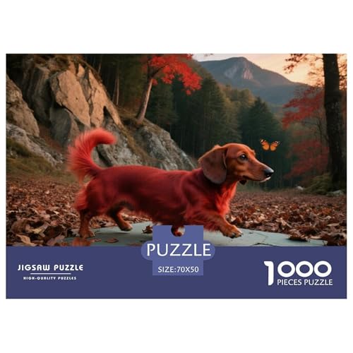 Dachshund 1000 Teile Puzzle Haustier Hund Für Die Ganze Familie Herausforderung Detailreich Spaß Lernspiel 70x50cm/1000pcs von OJASDBDJE