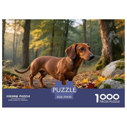 Dachshund 1000 Teile Puzzle Haustier Hund Für Die Ganze Familie Herausforderung Premium-Qualität Spielzeug Lernspiel 70x50cm/1000pcs von OJASDBDJE