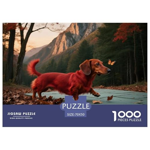 Dachshund 1000 Teile Puzzle Haustier Hund Für Kinder Ab 12 Jahren Herausforderung Detailreich Spielzeug Lernspiel 70x50cm/1000pcs von OJASDBDJE