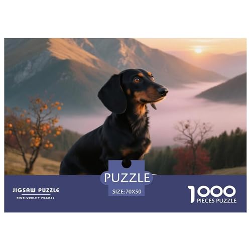 Dachshund 1000 Teile Puzzle Haustier Hund Für Kinder Ab 12 Jahren Herausforderung Detailreich Spielzeug Lernspiel 70x50cm/1000pcs von OJASDBDJE