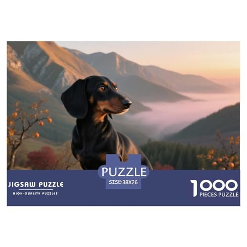 Dachshund 1000 Teile Puzzle Haustier Hund Geschenke Für Frauen/Männer Entspannend Premium-Qualität Spielzeug Lernspiel 38x26cm/1000pcs von OJASDBDJE