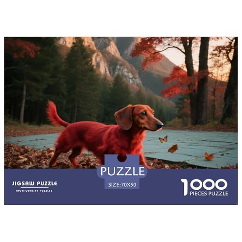 Dachshund 1000 Teile Puzzle Haustier Hund Geschenke Für Frauen/Männer Herausforderung Detailreich Spielzeug Lernspiel 70x50cm/1000pcs von OJASDBDJE