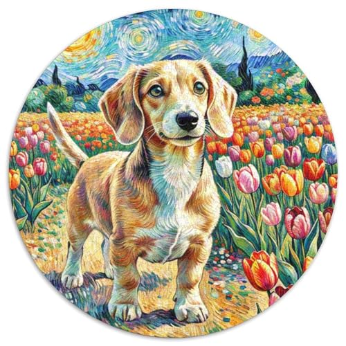Dachshund 1000 Teile Puzzles Tierhund Rund Puzzle Geeignet Ab 12 Jahren Pädagogisches Für Erwachsene Kinder Buntes Tier Geschenke 1000pcs (67.5x67.5cm) von OJASDBDJE