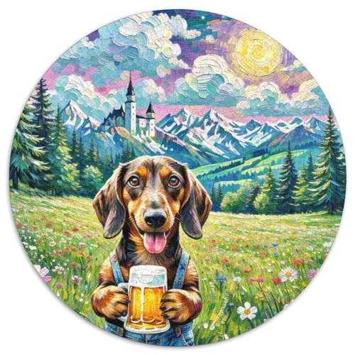 Dachshund Mit 1000 Teilen Puzzle Tierhund Rundes Puzzle Für Erwachsene Und Kinder Pädagogisches Für Erwachsene Kinder Buntes Tier Stressabbau-Spielzeug 1000pcs (67.5x67.5cm) von OJASDBDJE