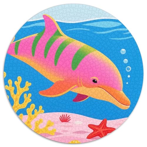 Delphin 1000 Teile Puzzles Tier Circular Puzzles Für Erwachsene Und Kinder Pädagogisches Für Erwachsene Kinder Buntes Tier Geschenke 1000pcs (67.5x67.5cm) von OJASDBDJE