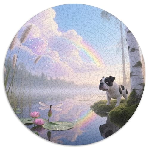 Der Bull Terrier 1000 Teile Puzzles Haustier Hund Circular Puzzle Für Erwachsene Und Kinder Pädagogisches Für Erwachsene Kinder Buntes Tier Geschenke 1000pcs (67.5x67.5cm) von OJASDBDJE