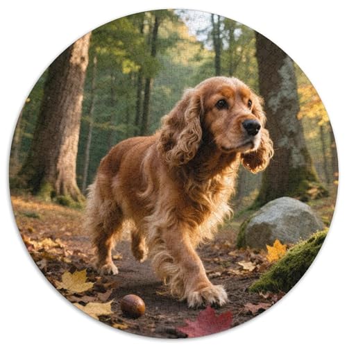 Der Cocker Spaniel Mit 1000 Teilen Puzzles Haustier Hund Rund Puzzle Geeignet Ab 12 Jahren Pädagogisches Für Erwachsene Kinder Buntes Tier Geschenke 1000pcs (67.5x67.5cm) von OJASDBDJE