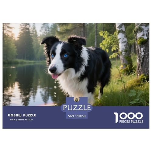 Der Der Border Collie 1000 Teile Puzzle Haustier Hund Für Die Ganze Familie Herausforderung Premium-Qualität Spielzeug Lernspiel 70x50cm/1000pcs von OJASDBDJE