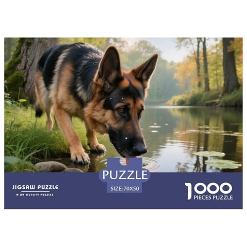 Deutscher Schäfer 1000 Teile Puzzle Haustier Hund Geschenke Für Frauen/Männer Entspannend Detailreich Spielzeug Lernspiel 70x50cm/1000pcs von OJASDBDJE
