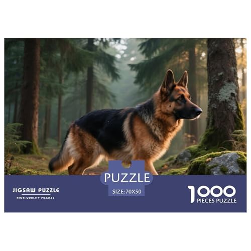 Deutscher Schäfer 1000 Teile Puzzle Haustier Hund Geschenke Für Frauen/Männer Herausforderung Premium-Qualität Spielzeug Lernspiel 70x50cm/1000pcs von OJASDBDJE