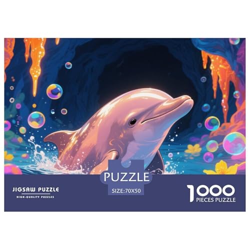 Dolphin Tauchen 1000 Teile Puzzle Tier Geschenke Für Frauen/Männer Entspannend Detailreich Spielzeug Lernspiel 70x50cm/1000pcs von OJASDBDJE