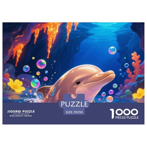 Dolphin Tauchen 1000 Teile Puzzle Tier Geschenke Für Frauen/Männer Entspannend Premium-Qualität Spielzeug Pädagogisches Spiel 70x50cm/1000pcs von OJASDBDJE
