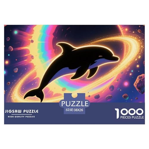 Dolphin Tauchen 1000 Teile Puzzle Tier Geschenke Für Frauen/Männer Herausforderung Premium-Qualität Spaß Pädagogisches Spiel 38x26cm/1000pcs von OJASDBDJE