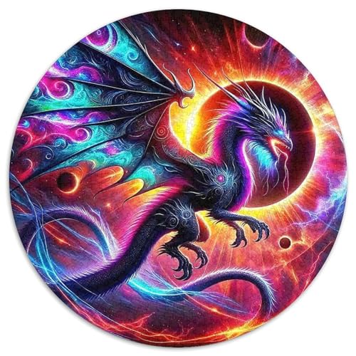 Drachen 1000 Teile Puzzles Circular Puzzles Für Erwachsene Und Kinder Pädagogisches Für Erwachsene Kinder Buntes Tier Geschenke 1000pcs (67.5x67.5cm) von OJASDBDJE
