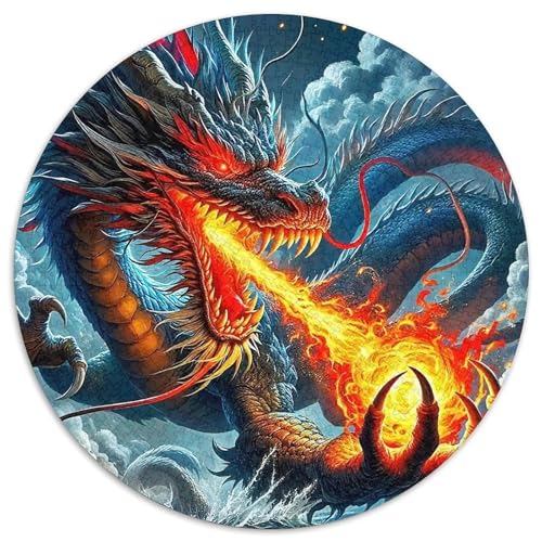 Drachen 1000 Teile Puzzles Circular Puzzles Geeignet Ab 12 Jahren Pädagogisches Für Erwachsene Kinder Buntes Tier Stressabbau-Spielzeug 1000pcs (67.5x67.5cm) von OJASDBDJE
