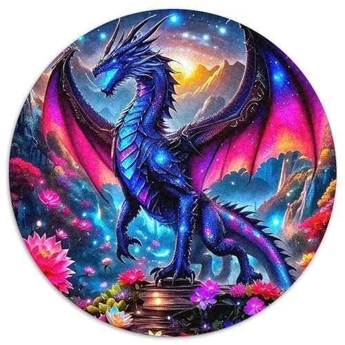 Drachen 1000 Teile Puzzles Circular Puzzles Geeignet Ab 12 Jahren Pädagogisches Für Erwachsene Kinder Buntes Tier Stressabbau-Spielzeug 1000pcs (67.5x67.5cm) von OJASDBDJE