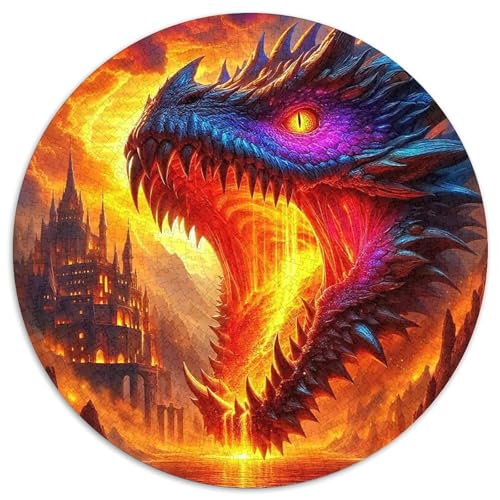 Drachen Mit 1000 Teilen Puzzles Circular Puzzles Für Erwachsene Und Kinder Pädagogisches Für Erwachsene Kinder Buntes Tier Stressabbau-Spielzeug 1000pcs (67.5x67.5cm) von OJASDBDJE