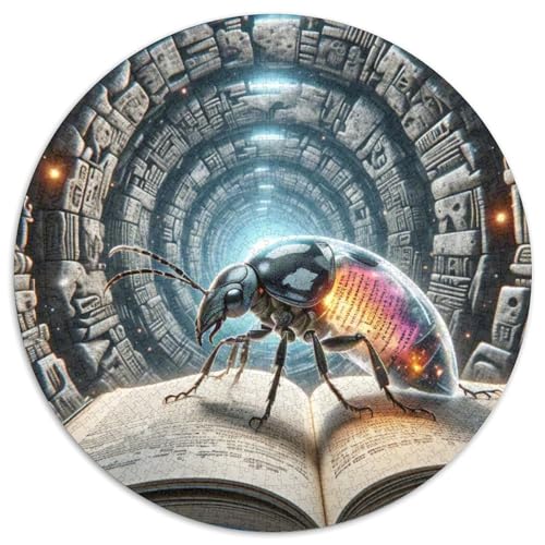 Echo Buchwurm Mit 1000 Teilen Puzzle Magische Fantasie Rund Puzzle Geeignet Ab 12 Jahren Pädagogisches Für Erwachsene Kinder Buntes Tier Stressabbau-Spielzeug 1000pcs (67.5x67.5cm) von OJASDBDJE