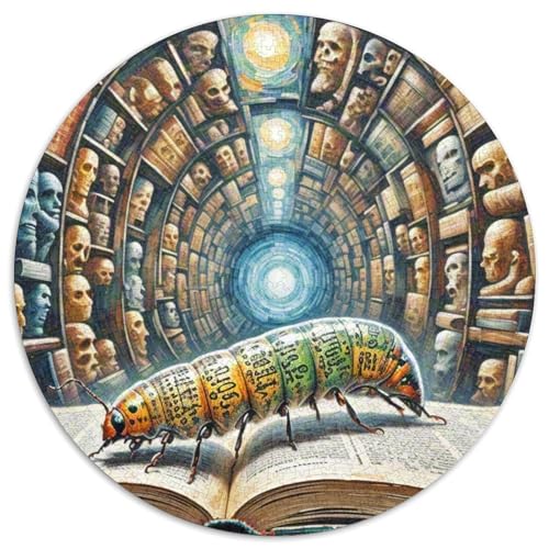 Echo Buchwurm Mit 1000 Teilen Puzzle Magische Fantasie Runde Kreispuzzles Geeignet Ab 12 Jahren Pädagogisches Für Erwachsene Kinder Buntes Tier Stressabbau-Spielzeug 1000pcs (67.5x67.5cm) von OJASDBDJE