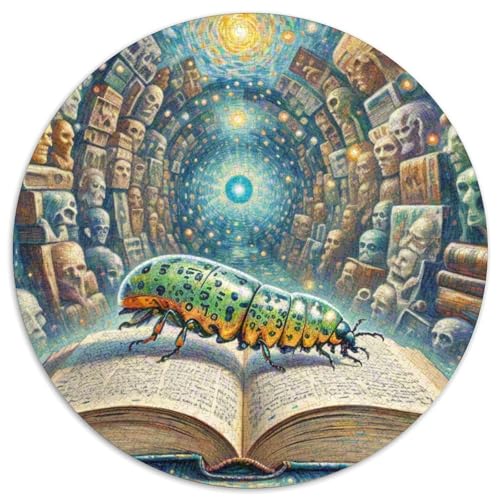 Echo Buchwurm Mit 1000 Teilen Puzzle Magische Fantasie Rundes Puzzle Für Erwachsene Und Kinder Pädagogisches Für Erwachsene Kinder Buntes Tier Stressabbau-Spielzeug 1000pcs (67.5x67.5cm) von OJASDBDJE