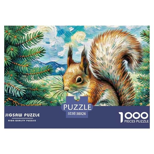 Eichhörnchen 1000 Teile Puzzle Tiere Geschenke Für Frauen/Männer Entspannend Detailreich Spaß Lernspiel 38x26cm/1000pcs von OJASDBDJE