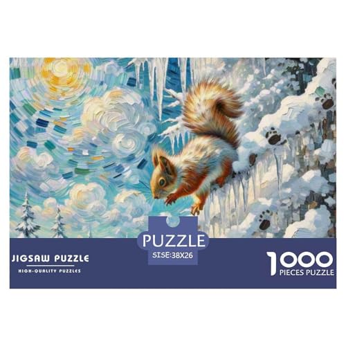 Eichhörnchen 1000 Teile Puzzle Tiere Geschenke Für Frauen/Männer Herausforderung Detailreich Spaß Lernspiel 38x26cm/1000pcs von OJASDBDJE
