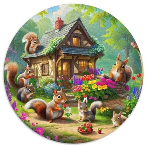 Eichhörnchen Mit 1000 Teilen Puzzle Rund Puzzle Geeignet Ab 12 Jahren Pädagogisches Für Erwachsene Kinder Buntes Tier Stressabbau-Spielzeug 1000pcs (67.5x67.5cm) von OJASDBDJE