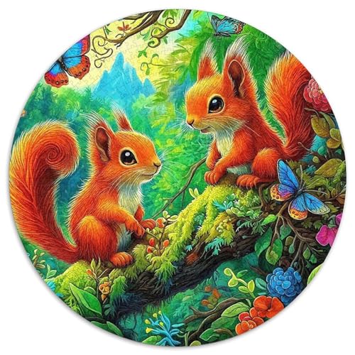 Eichhörnchen Mit 1000 Teilen Puzzles Rund Puzzle Geeignet Ab 12 Jahren Pädagogisches Für Erwachsene Kinder Buntes Tier Stressabbau-Spielzeug 1000pcs (67.5x67.5cm) von OJASDBDJE