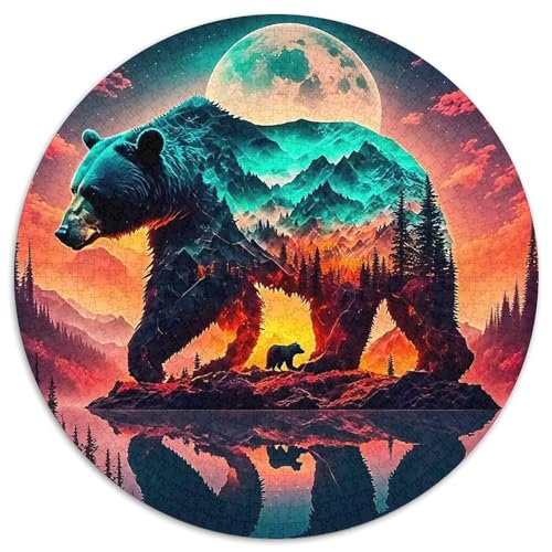 Eisbär Mit 1000 Teilen Puzzle Runde Kreispuzzles Geeignet Ab 12 Jahren Pädagogisches Für Erwachsene Kinder Buntes Tier Geschenke 1000pcs (67.5x67.5cm) von OJASDBDJE