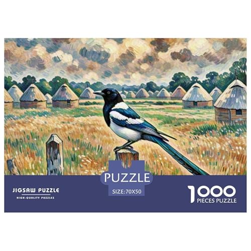 Eurasische Magpie 1000 Teile Puzzle Vogel Für Die Ganze Familie Herausforderung Premium-Qualität Spaß Lernspiel 70x50cm/1000pcs von OJASDBDJE
