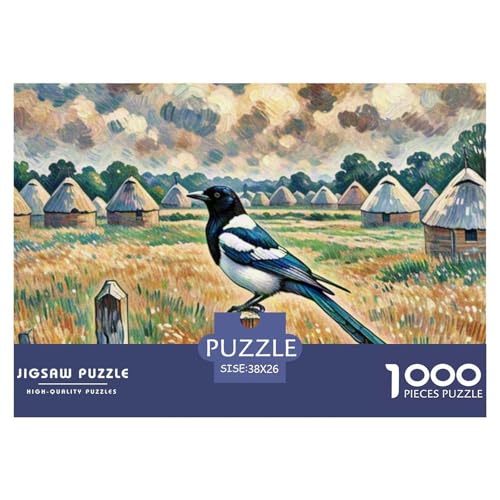 Eurasische Magpie 1000 Teile Puzzle Vogel Für Kinder Ab 12 Jahren Herausforderung Premium-Qualität Spaß Pädagogisches Spiel 38x26cm/1000pcs von OJASDBDJE