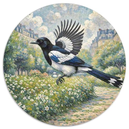 Eurasische Magpie 1000 Teile Puzzles Vogel Rund Puzzle Geeignet Ab 12 Jahren Pädagogisches Für Erwachsene Kinder Buntes Tier Geschenke 1000pcs (67.5x67.5cm) von OJASDBDJE