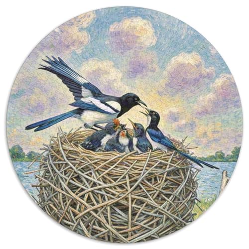 Eurasische Magpie Mit 1000 Teilen Puzzles Vogel Rundes Puzzle Geeignet Ab 12 Jahren Pädagogisches Für Erwachsene Kinder Buntes Tier Geschenke 1000pcs (67.5x67.5cm) von OJASDBDJE