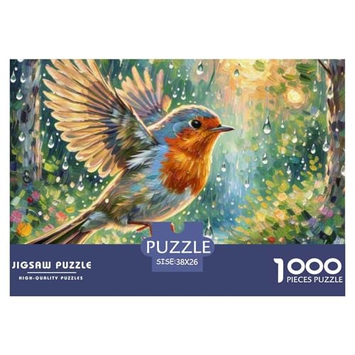 Europäischer Robin 1000 Teile Puzzle Vogel Für Die Ganze Familie Herausforderung Detailreich Spaß Lernspiel 38x26cm/1000pcs von OJASDBDJE