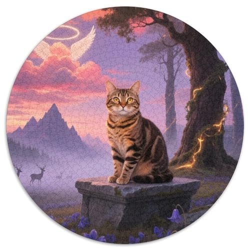Europäisches Kurzhaar 1000 Teile Puzzle Pet Katze Runde Kreispuzzles Für Erwachsene Und Kinder Pädagogisches Für Erwachsene Kinder Buntes Tier Stressabbau-Spielzeug 1000pcs (67.5x67.5cm) von OJASDBDJE