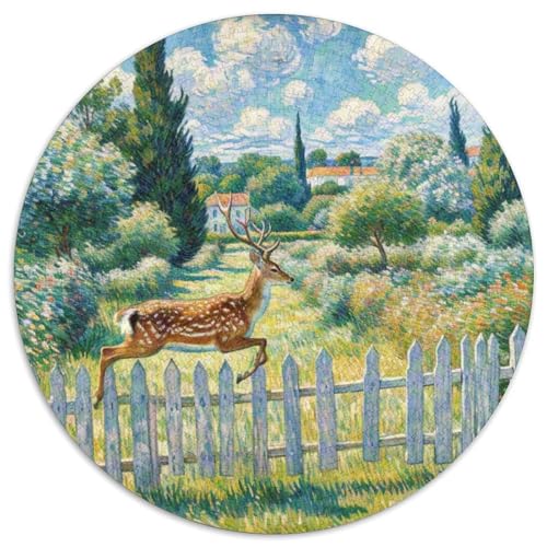 Fallow Hirsch 1000 Teile Puzzle Tiere Runde Kreispuzzles Geeignet Ab 12 Jahren Pädagogisches Für Erwachsene Kinder Buntes Tier Geschenke 1000pcs (67.5x67.5cm) von OJASDBDJE