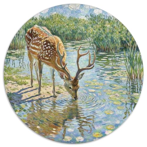 Fallow Hirsch 1000 Teile Puzzles Tiere Circular Puzzle Geeignet Ab 12 Jahren Pädagogisches Für Erwachsene Kinder Buntes Tier Stressabbau-Spielzeug 1000pcs (67.5x67.5cm) von OJASDBDJE