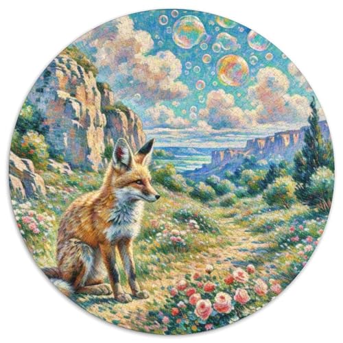 Fennec Fuchs 1000 Teile Puzzles Tier Rund Puzzle Geeignet Ab 12 Jahren Pädagogisches Für Erwachsene Kinder Buntes Tier Stressabbau-Spielzeug 1000pcs (67.5x67.5cm) von OJASDBDJE