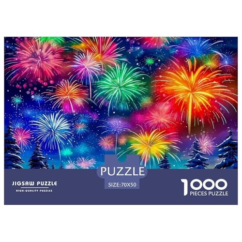 Feuerwerk 1000 Teile Puzzle Landscape Für Die Ganze Familie Herausforderung Premium-Qualität Spielzeug Lernspiel 70x50cm/1000pcs von OJASDBDJE