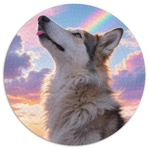 Finnischer Lapphund 1000 Teile Puzzle Haustier Hund Rundes Puzzle Für Erwachsene Und Kinder Pädagogisches Für Erwachsene Kinder Buntes Tier Stressabbau-Spielzeug 1000pcs (67.5x67.5cm) von OJASDBDJE
