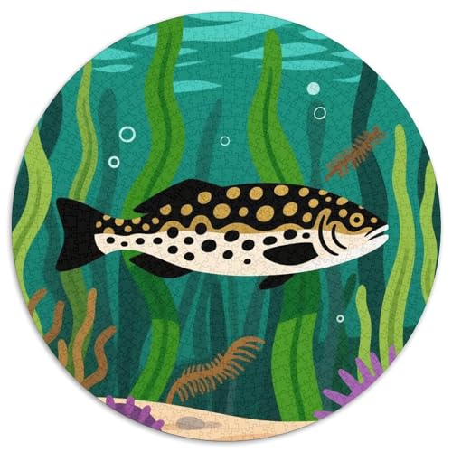 Fisch 1000 Teile Puzzle Circular Puzzle Für Erwachsene Und Kinder Pädagogisches Für Erwachsene Kinder Buntes Tier Stressabbau-Spielzeug 1000pcs (67.5x67.5cm) von OJASDBDJE