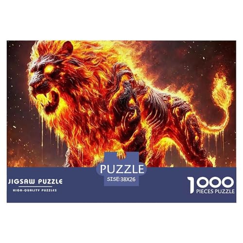 Flamme Löwe 1000 Teile Puzzle Tier Für Die Ganze Familie Herausforderung Detailreich Spielzeug Lernspiel 38x26cm/1000pcs von OJASDBDJE