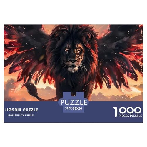 Flamme Löwe 1000 Teile Puzzle Tier Für Kinder Ab 12 Jahren Entspannend Premium-Qualität Spielzeug Lernspiel 38x26cm/1000pcs von OJASDBDJE