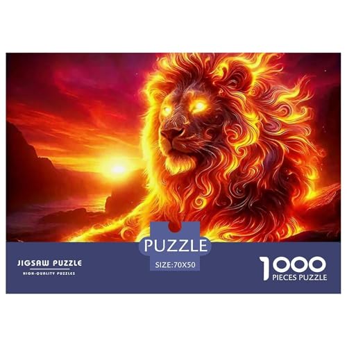 Flamme Löwe 1000 Teile Puzzle Tier Für Kinder Ab 12 Jahren Herausforderung Premium-Qualität Spaß Lernspiel 70x50cm/1000pcs von OJASDBDJE